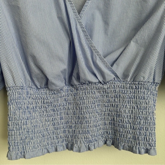 LAUNDRY BY SHELLI SEGAL Striped Puff Sleeve Top Blue and White EUC - Picture 3 of 5